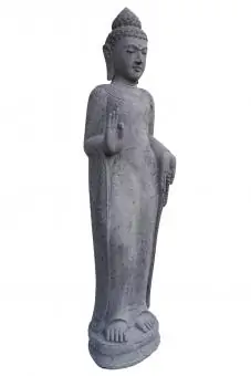 Product image 3 of the product “Standing Buddha with floral carving, Abudaya position. 37 x 32 x 152cm. Natural stone (river stone), stonemasonry ”